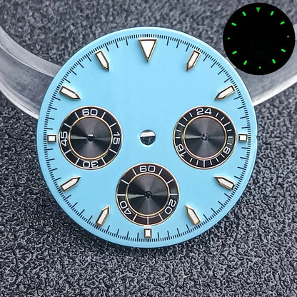 29.5mm C3 Green Luminous Timer Multicolor Watch Dial Suitable For VK63 Movement