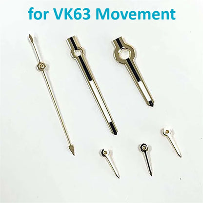 13.5mm VK63 Watch Hands Silver/Gold Hands Needles Green Luminous Fit for VK63