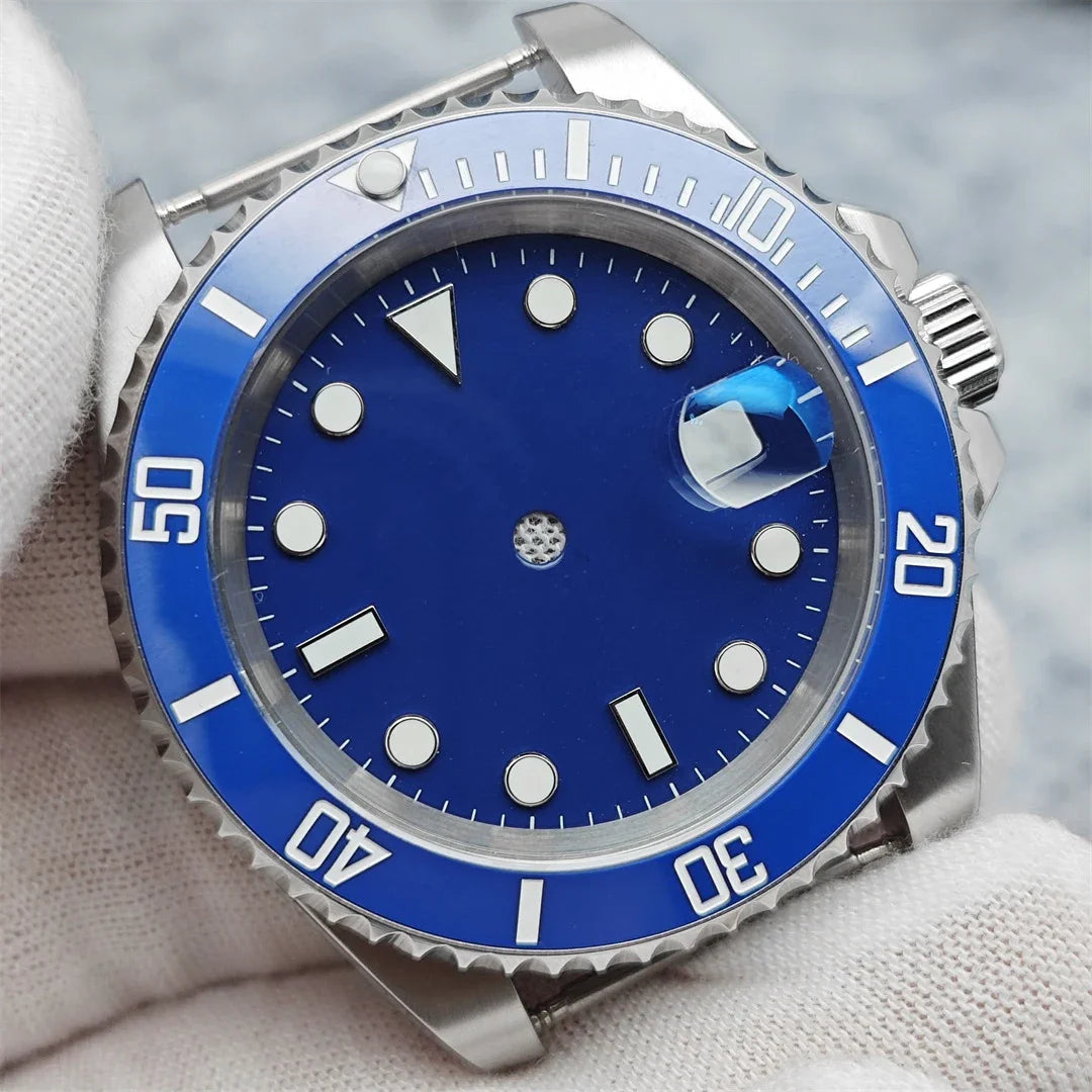 40MM Steel Watch Case Set SUB Case Sapphire Crystal for MingZhu 2813 8215