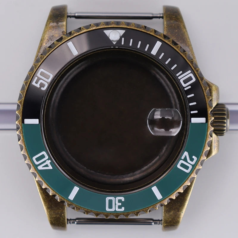 40mm Bronze SUB Watch Case Bezel For NH35/36 GMT NH34/38 4R36 Sapphire Crystal
