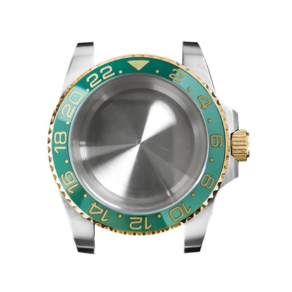 316L Watch Case 40mm Gold Edge Sapphire Flat Glass for NH35/ NH36 Modification