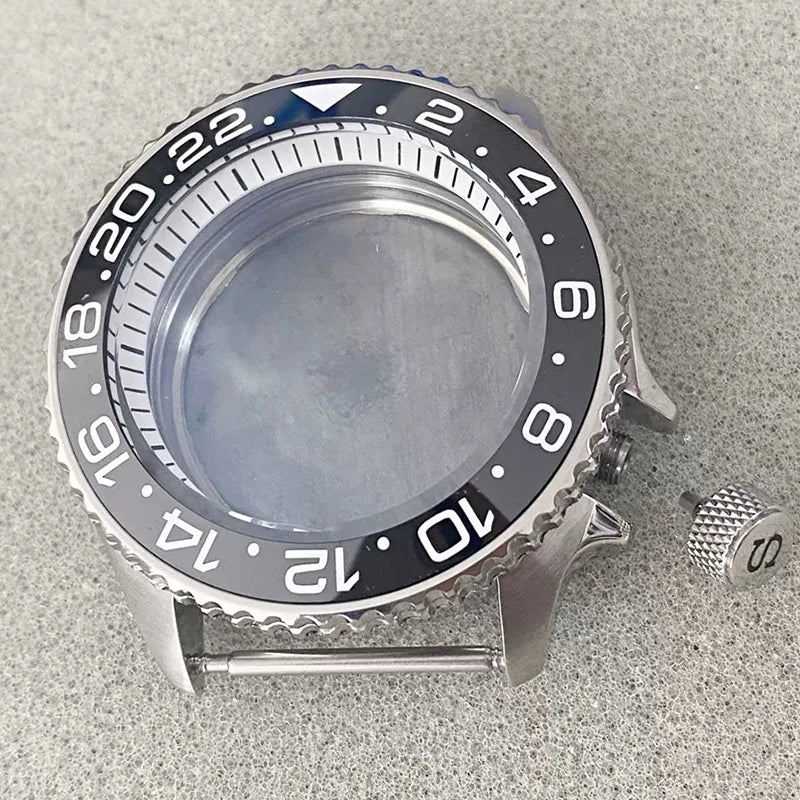 316L Steel 41.5mm 3.8 SKX007 SUB GMT 1-11 Bezel+Ring Watch Case Fit NH35/NH36