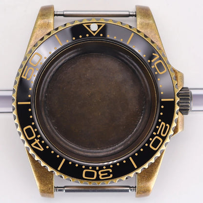 Bronze 40mm Watch Case Ceramic Bezel For SUB NH35/36/34/38/70 Sapphire Glass