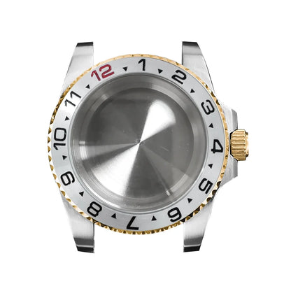316L Watch Case 40mm Gold Edge Sapphire Flat Glass for NH35/ NH36 Modification