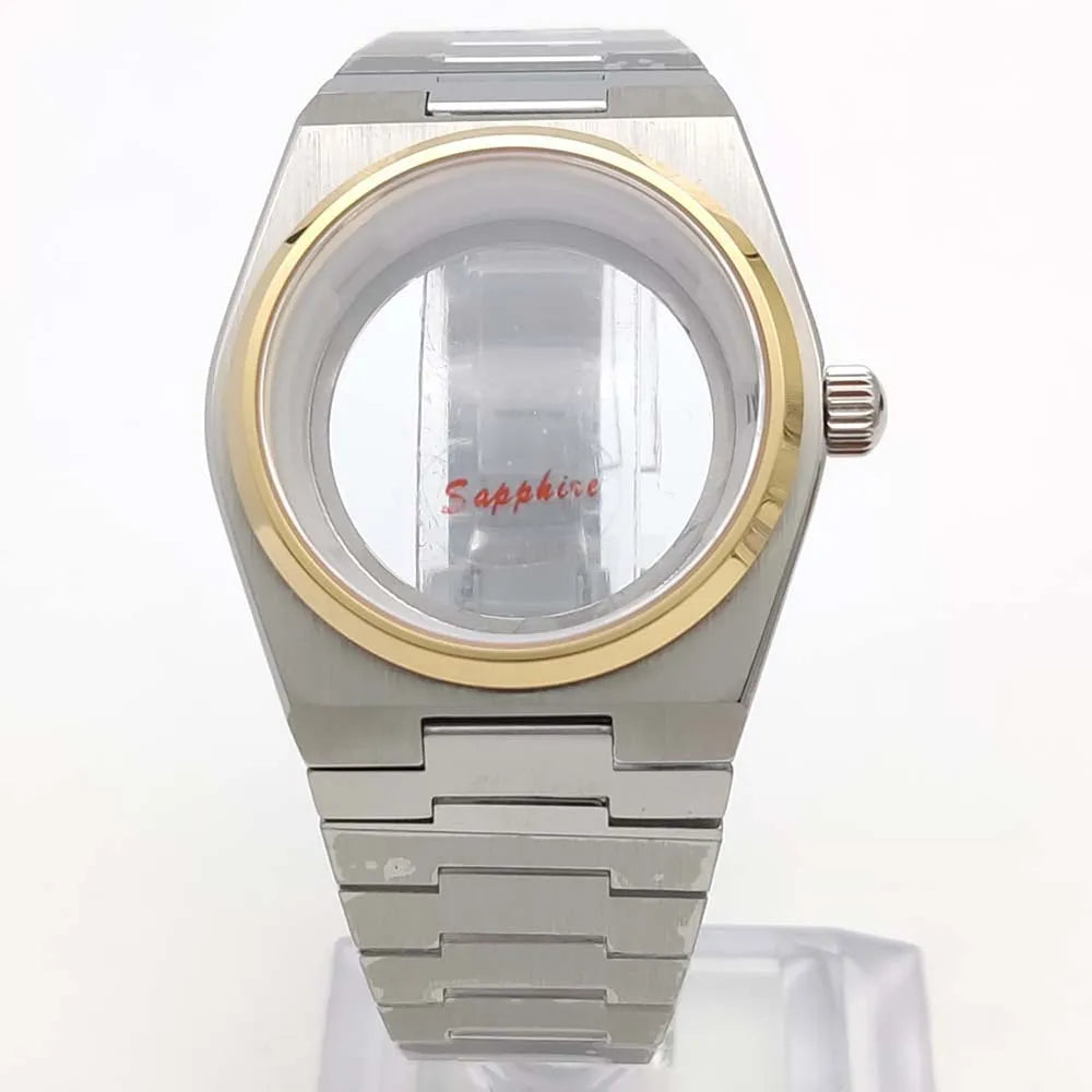 40MM Transparent Bottom Steel  Watch Case Sapphire Strap Set for NH35/36/38/70