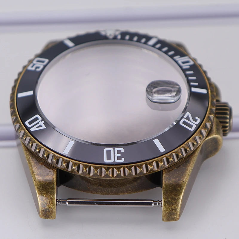 40mm Bronze SUB Watch Case Bezel For NH35/36 GMT NH34/38 4R36 Sapphire Crystal