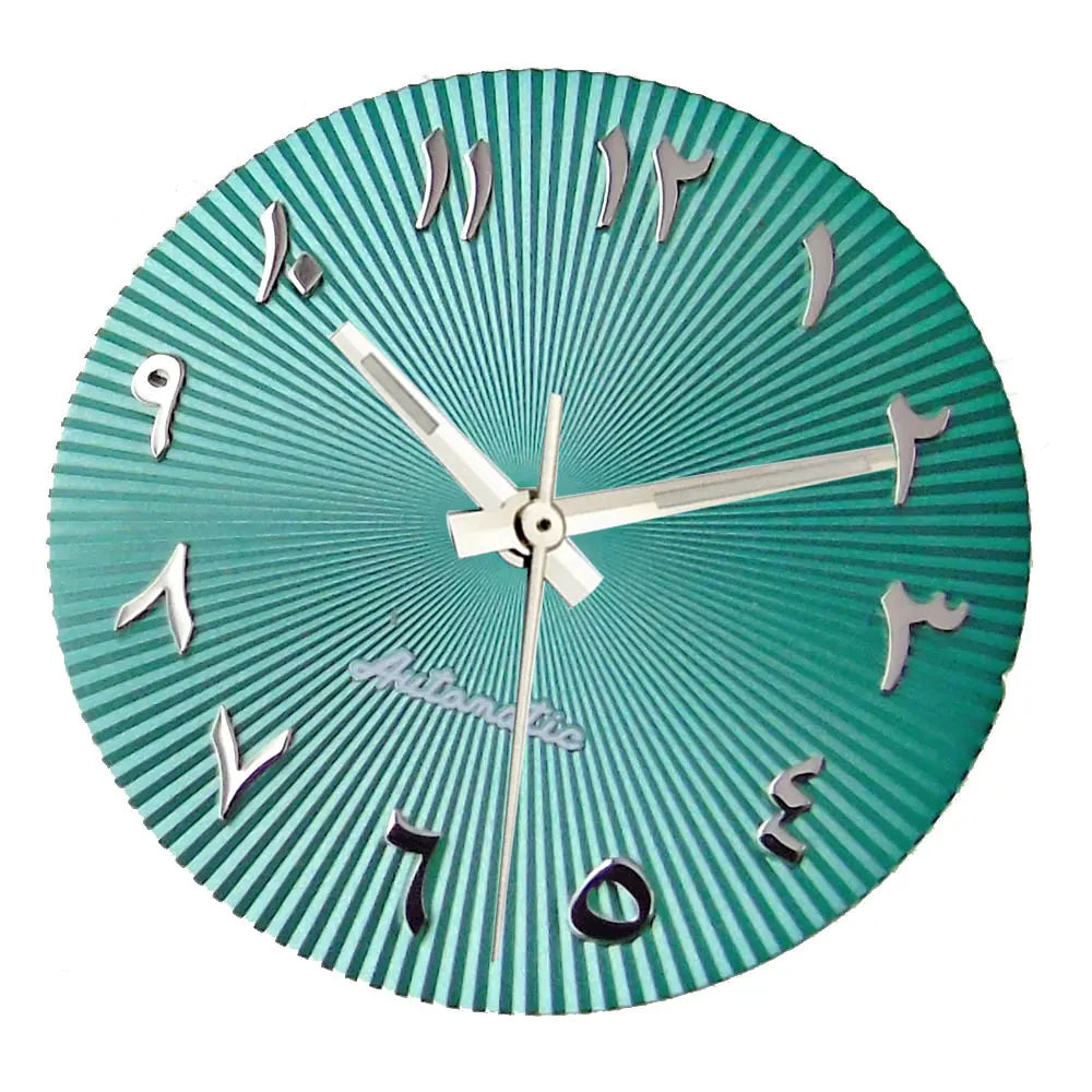 29mm ice blue Middle East numeral dial for 36-39mm fluted bezel watches, compatible with Miyota NH35/NH36 ETA PT.