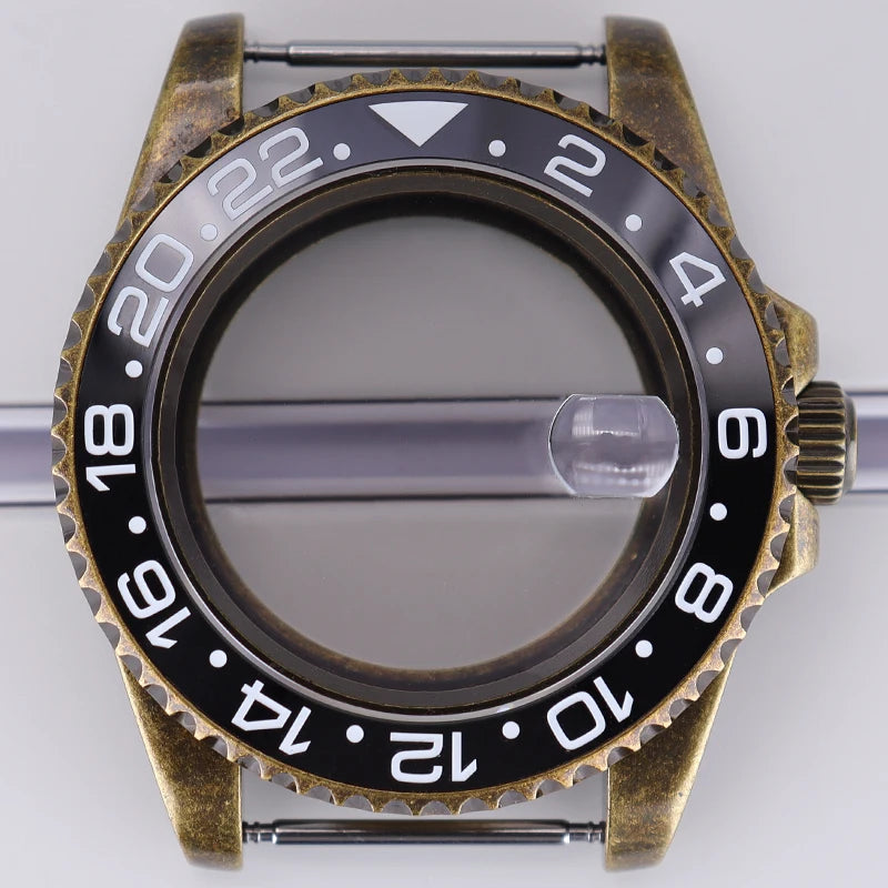 40mm Bronze SUB Watch Case Bezel For NH35/36 GMT NH34/38 4R36 Sapphire Crystal