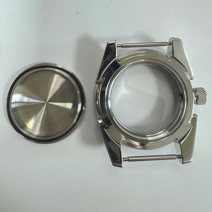 43mm Silver Case+Aluminum Bezel+BlackRed Chapter Ring Waterproof Fit NH35/NH36