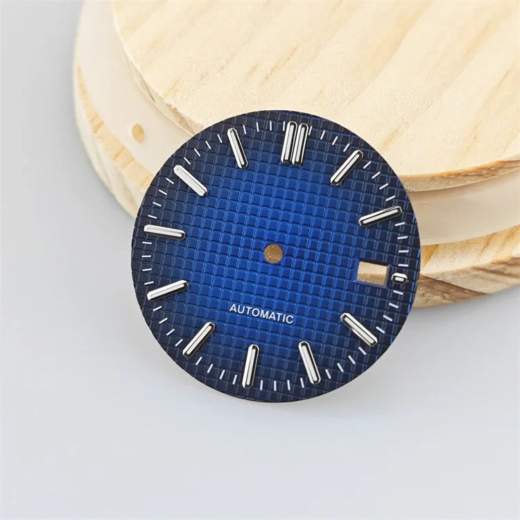 31mm Watch Dial Green Luminous Retro Silver Bar Studs Watch Faces for NH35/NH36