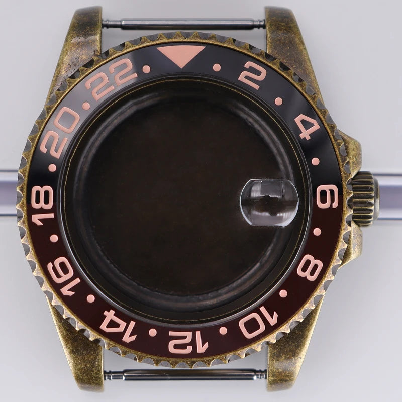 40mm Bronze SUB Watch Case Bezel For NH35/36 GMT NH34/38 4R36 Sapphire Crystal