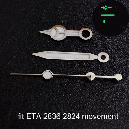 Green luminous watch hands compatible with NH35 NH36 ETA 2836 2824 Miyota 8205 8215 movements.
