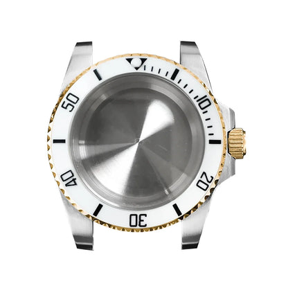 316L Watch Case 40mm Gold Edge Sapphire Flat Glass for NH35/ NH36 Modification