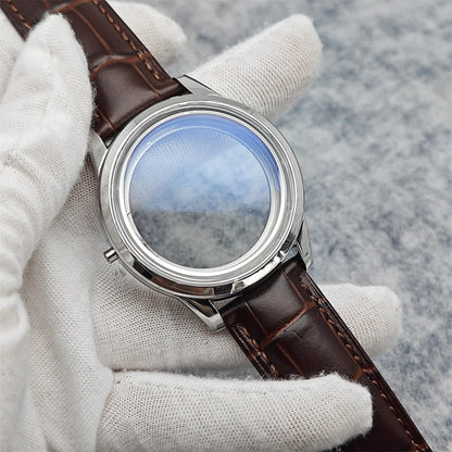 39MM Bubble Watch Case Butterfly Double Buckle Leather Strap for NH35/NH36/4R/7S