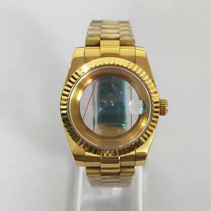 36/39mm Gold Classic Style Watch Case+Strap Jubilee Bracelet Fit NH35/NH36/4R