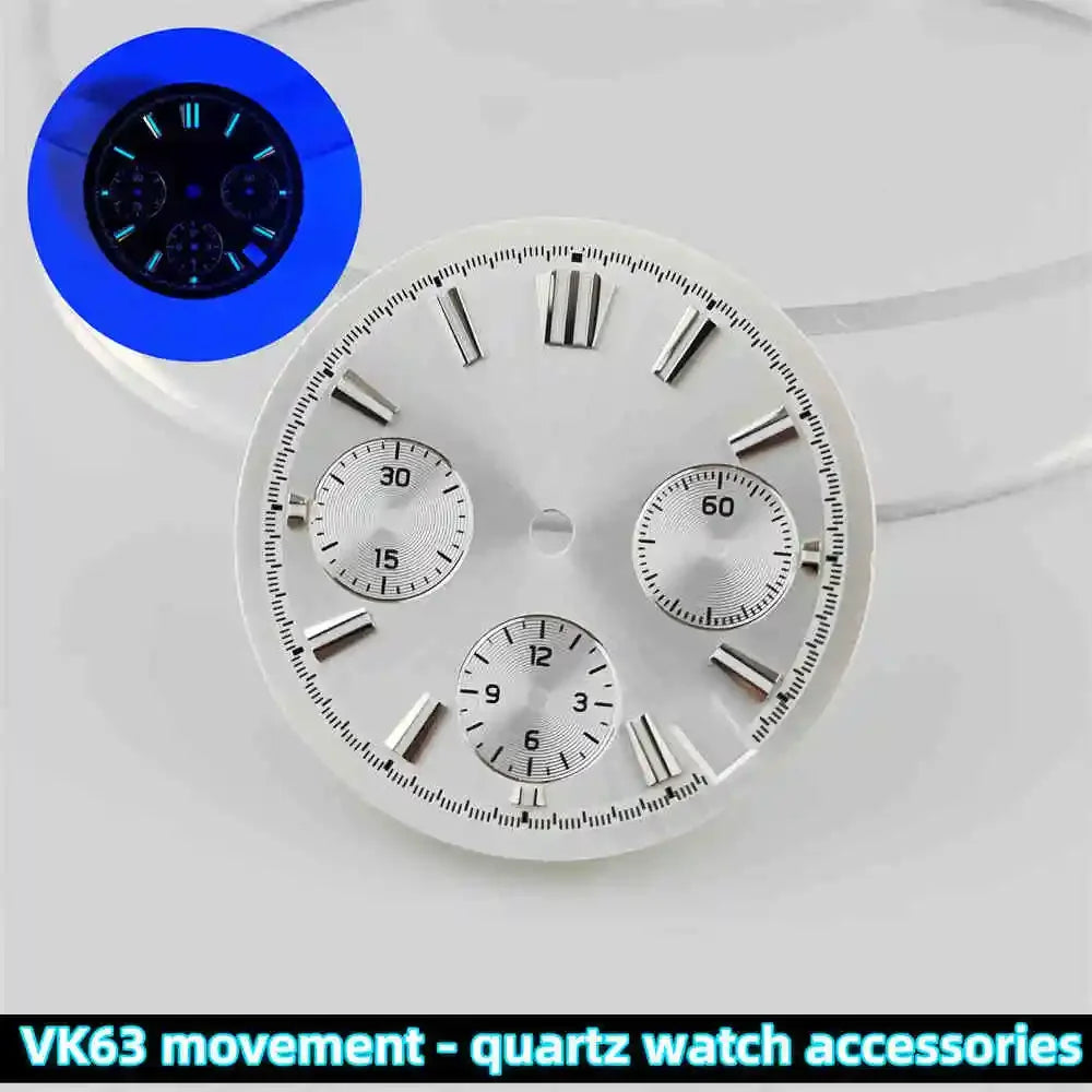 39mm Transparent Acrylic Watch Case 20mm Watch Bands Set 29.5mm Dial  for VK63