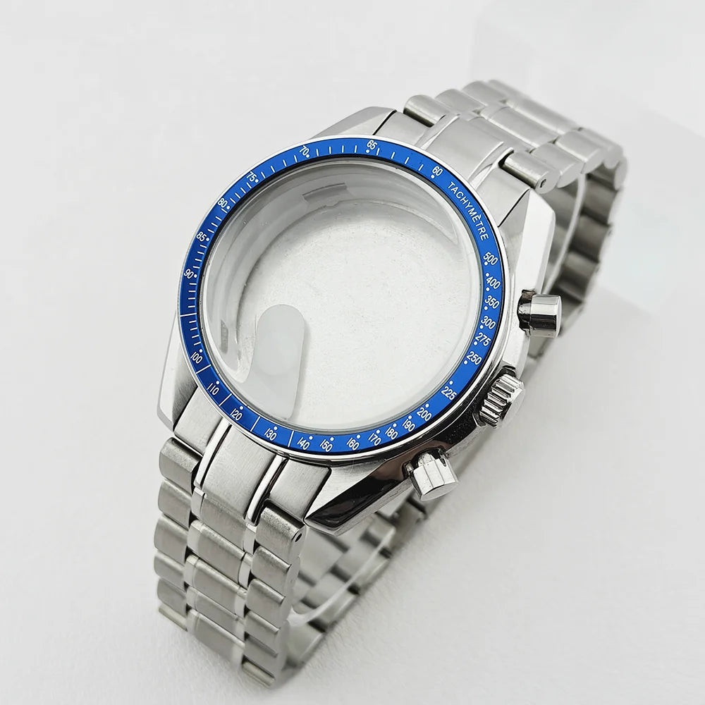 39.7mm Stainless Steel Watch Case Sapphire Glass with Chapter Ring for VK63