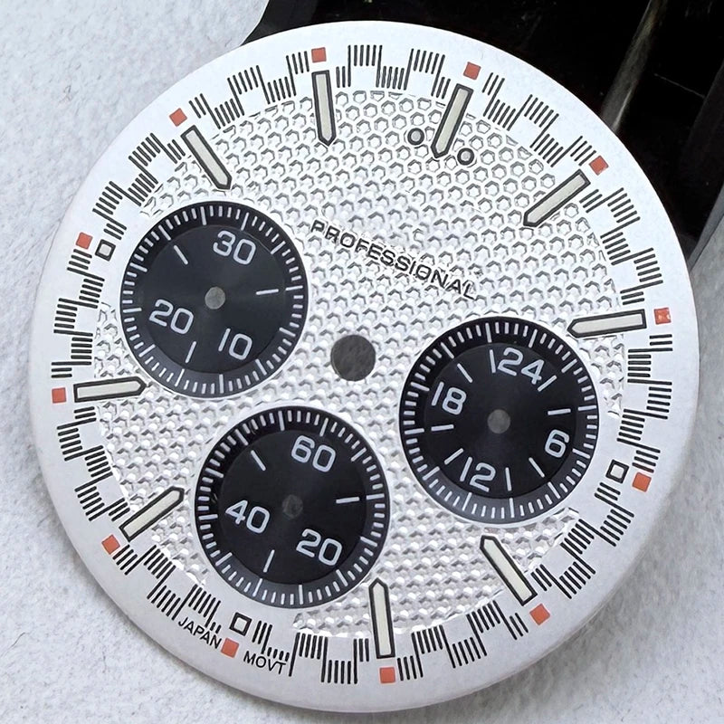 32.5mm VK63 S Logo Speed Dial Green Luminous Fit VK63 Movement Dial Watch