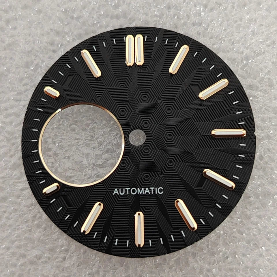 28.5mm Watch Dial Geometric Shapes Texture with Green Luminous for NH38 Movement