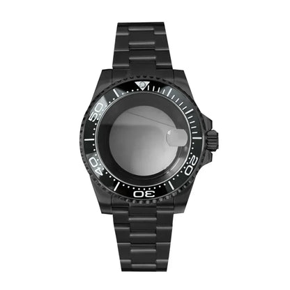 40MM Black Watch Case + Strap SUB Steel Case with Sapphire Crystal for NH35 NH36