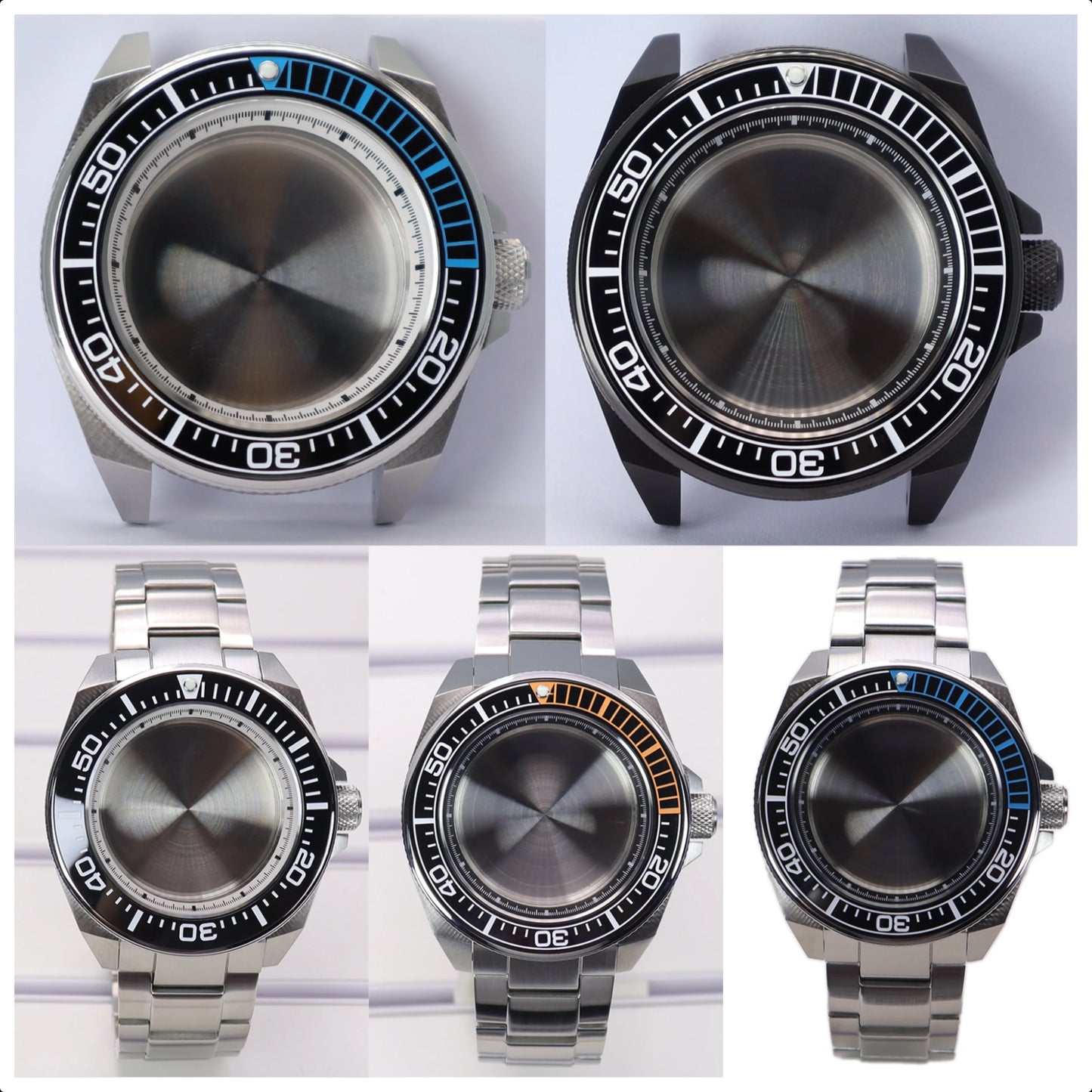 43.8mm Modified Samurai Diving Watch Case Sapphire Glass For NH35 NH36 NH38 4R36