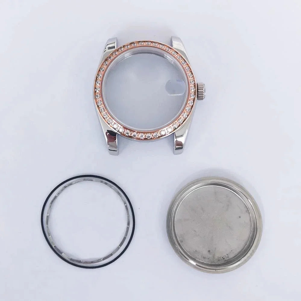 Oyster Diamond tainless Steel Watch Case with Sapphire Crystal Sfor NH35/NH36/4R