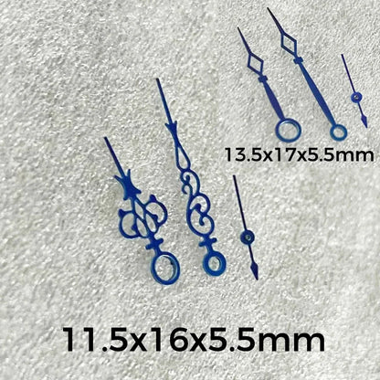 Blue Hollow Snowflake Watch Hands for ETA6497/6498 ST3600/ST3620 Series