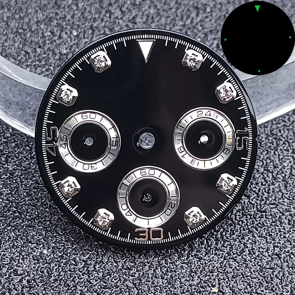 29.5mm C3 Green Luminous Timer Multicolor Watch Dial Suitable For VK63 Movement