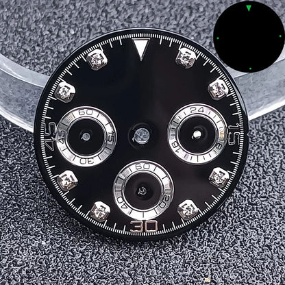 29.5mm C3 Green Luminous Timer Multicolor Watch Dial Suitable For VK63 Movement