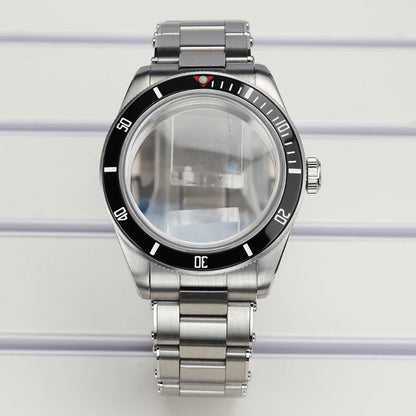Silver 38mm Men Watch Case 316L Steel Sapphire Glass For NH35 NH36 NH38 4R36