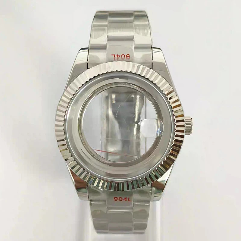 316L Steel 41mm Silver Classic Style Watch Case+Strap 28.5mm Dial Fit 8285