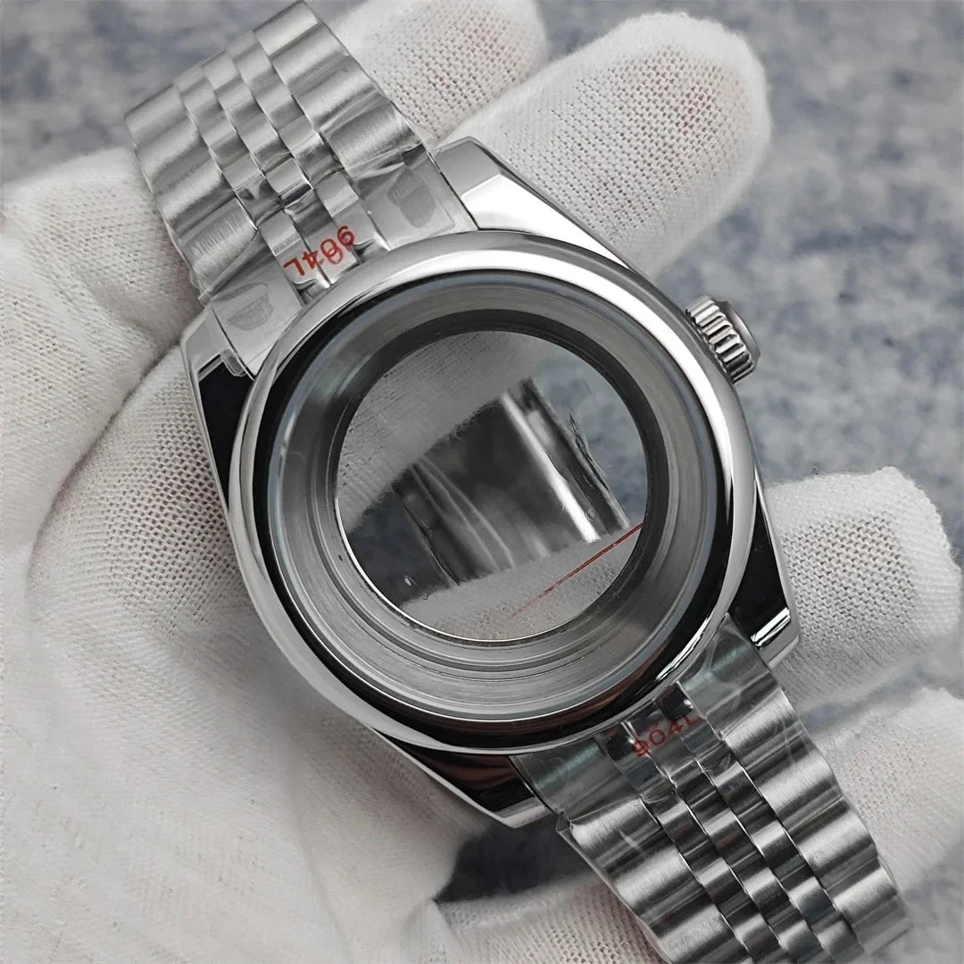 39mm Steel  Watch Case for NH35 NH36 4R 7S Case +Strap with Sapphire Crystal