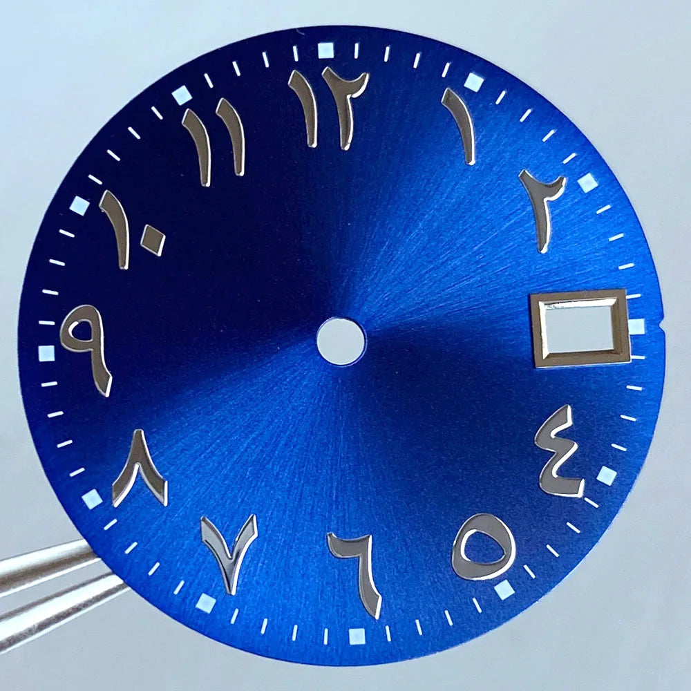 Black Blue Green Sunburst Arabic Numerals Watch Dial 28.5mm for SKX NH35 NH36 Automatic Dive Watch
