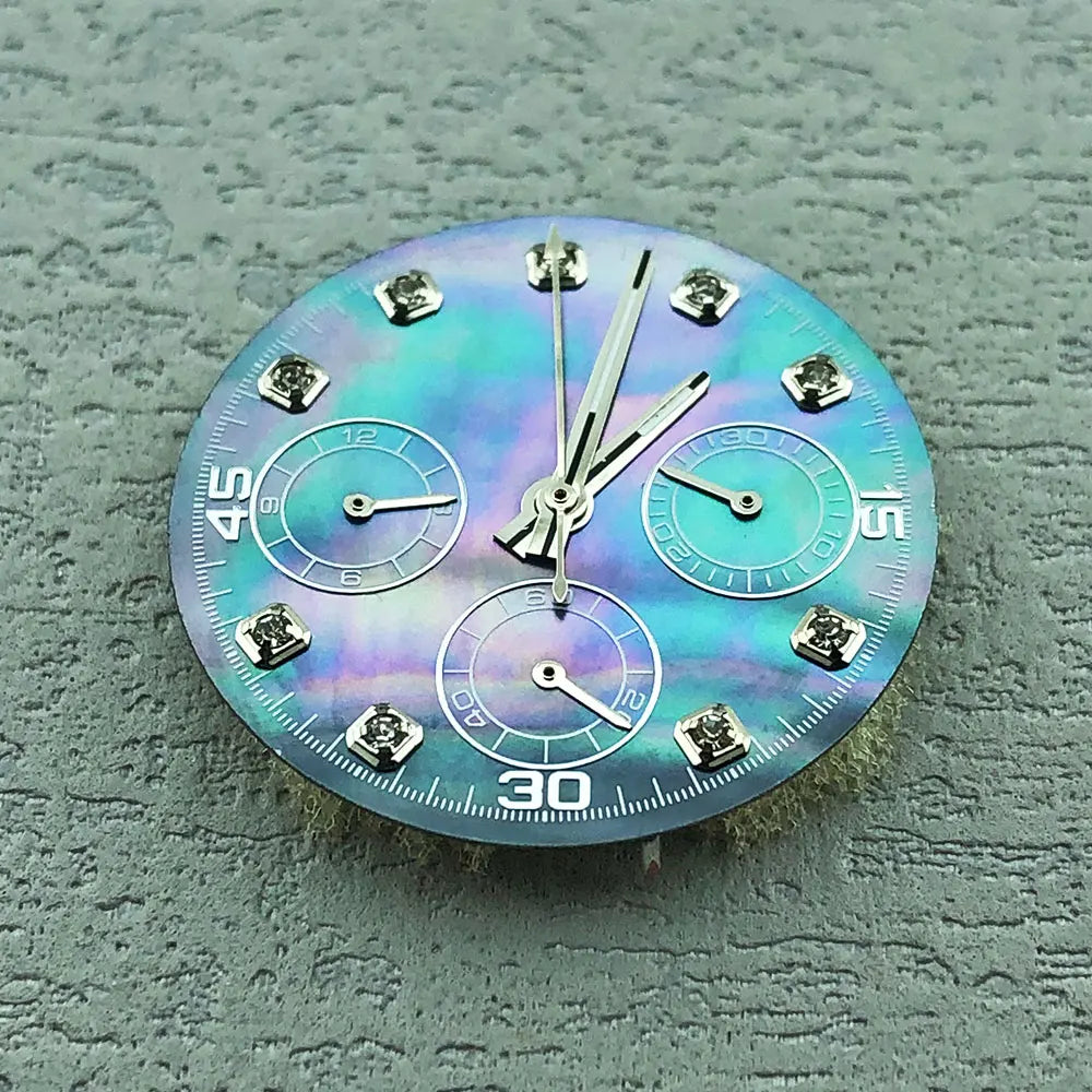 40mm Diamond Bezel Aurora Dial 316l Steel Sapphire Glass Case Suitable For VK63