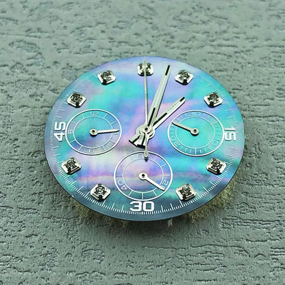 40mm Diamond Bezel Aurora Dial 316l Steel Sapphire Glass Case Suitable For VK63
