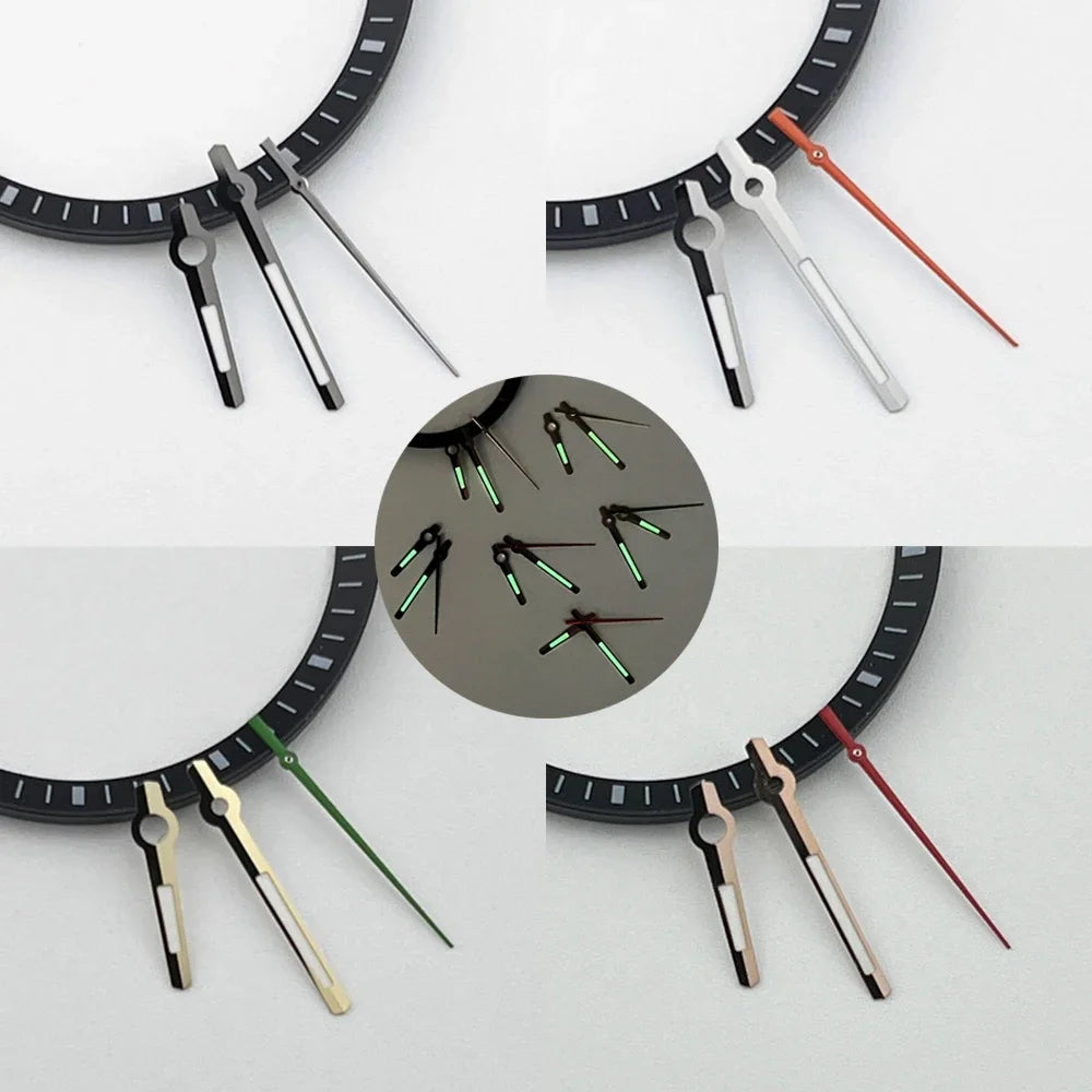Green Luminous Logbook Watch Hands Green Orange Red Second Hand for NH35/NH36