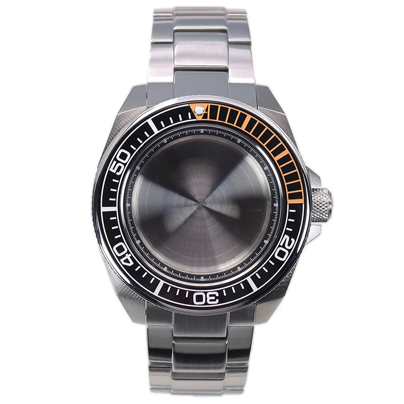 43.8mm Modified Samurai Diving Watch Case Sapphire Glass For NH35 NH36 NH38 4R36