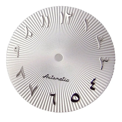 29mm ice blue Middle East numeral dial for 36-39mm fluted bezel watches, compatible with Miyota NH35/NH36 ETA PT.