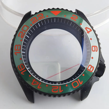 Case 41.5mm Convex Sapphire Glass Ceramic Bezel Stainless Steel Black Matte Waterproof Case Fit NH 35 NH36 Movement Case