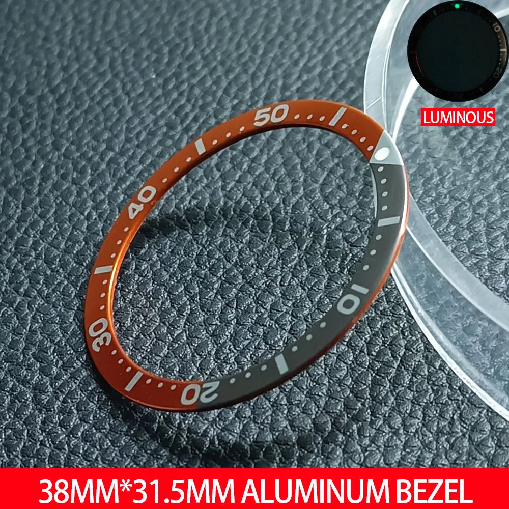 Flat Luminous aluminum Bezel Insert 38mm*31.5mm Replacement Watch Parts Accessories