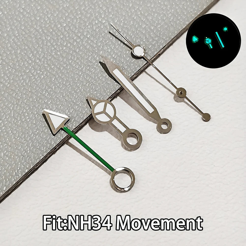 For NH34 GMT Hands Watch Hand Parts Blue&green BGW9 Luminous For NH35 Movement