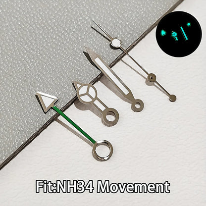 For NH34 GMT Hands Watch Hand Parts Blue&green BGW9 Luminous For NH35 Movement