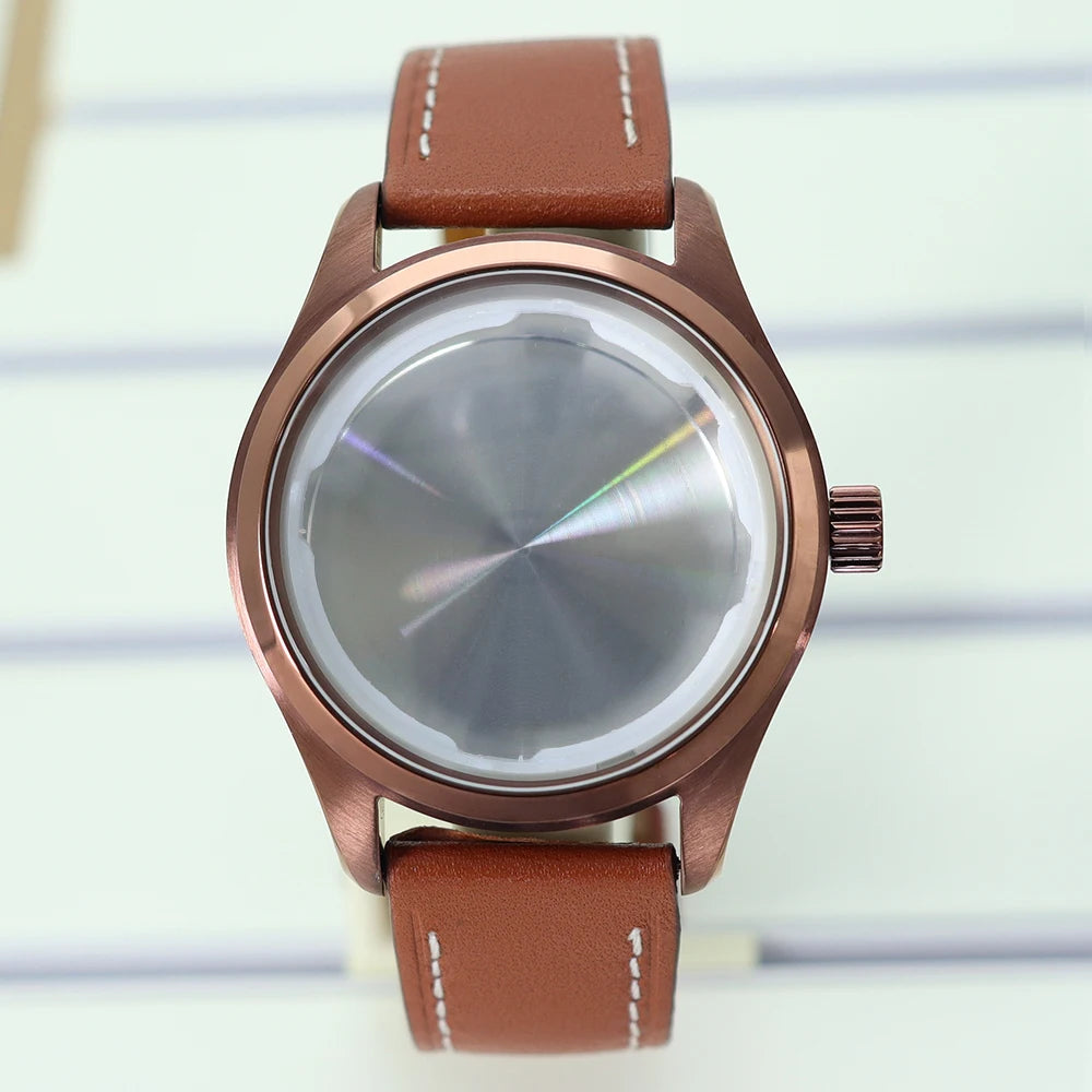 40mm Watch Cases /Leather Strap For NH35 NH36 NH34 NH38 Eta 2824 Mod pilot