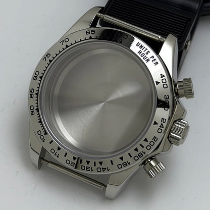 316L Steel 39mm Silver Watch Case Sapphire Glass Ceramic/Steel Bezel Fit VK63