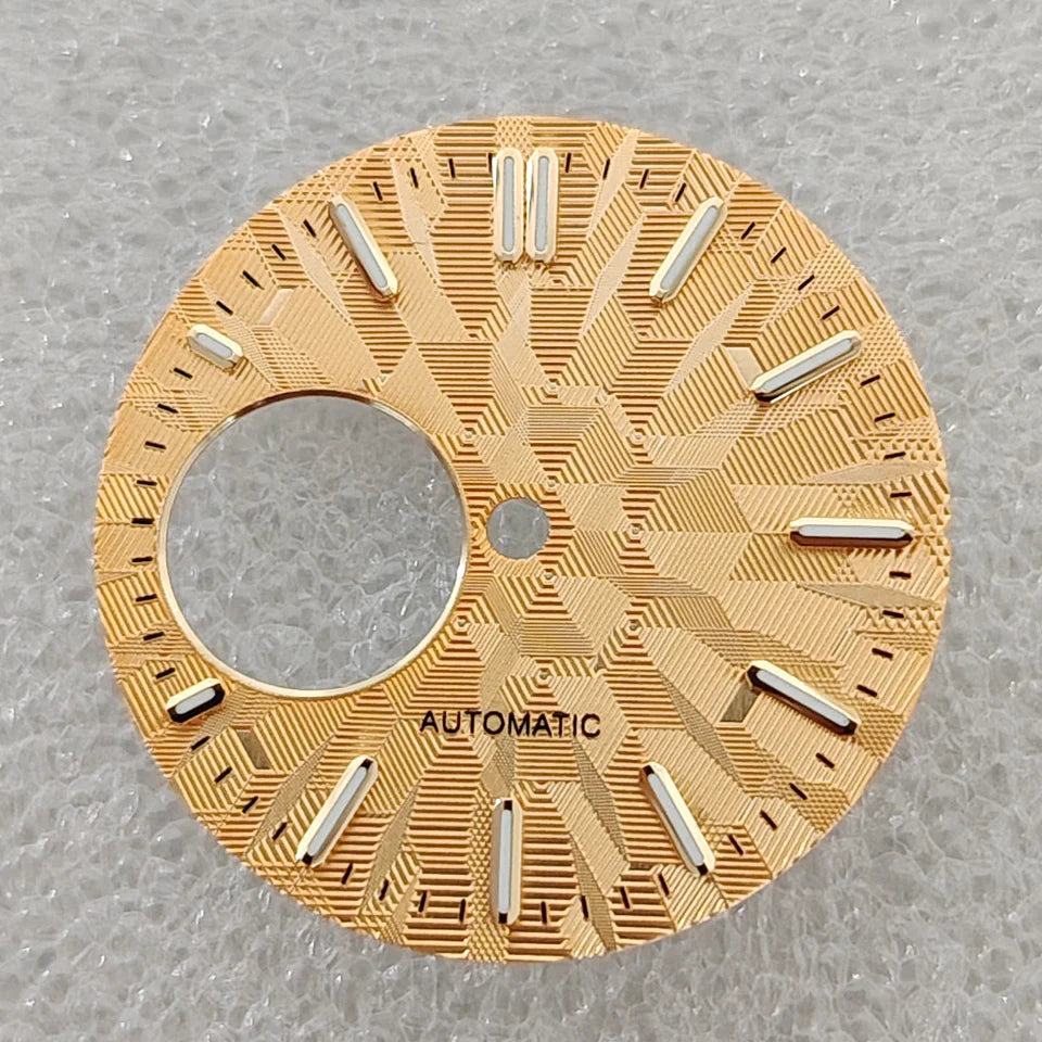 28.5mm Watch Dial Geometric Shapes Texture with Green Luminous for NH38 Movement