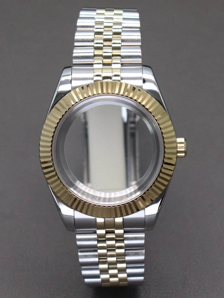36/40mm Fluted Watch Case Sapphire Glass For NH35/36 Miyota 8215 28.5mm Datejust