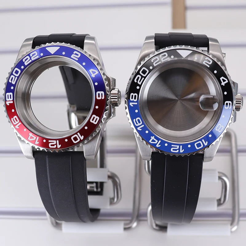 40mm Watch Cases For NH34/35/36/38 Miyota 8215 Eta 2824 GMT Double Color Bezel