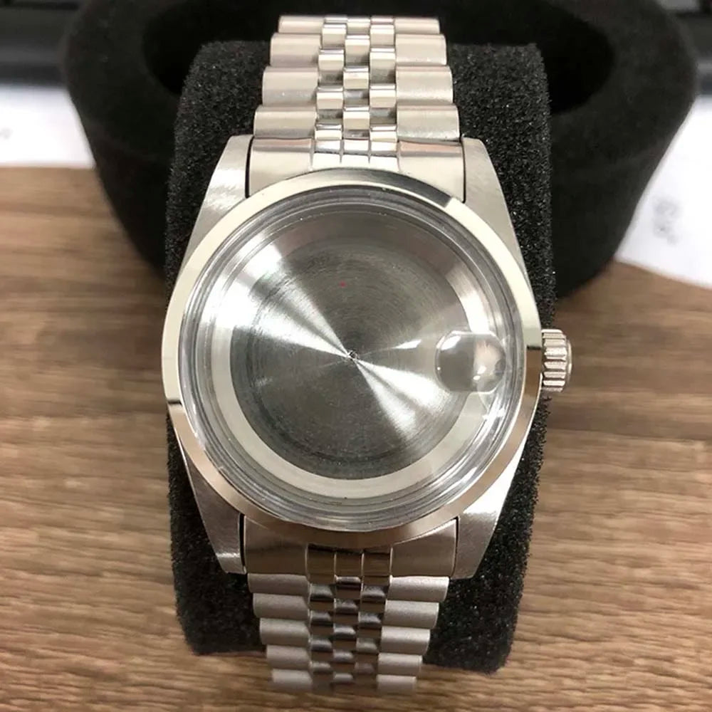 36mm Watch Case+Strap Acrylic Glass Stainless Steel Watchband for NH35/NH36/4R