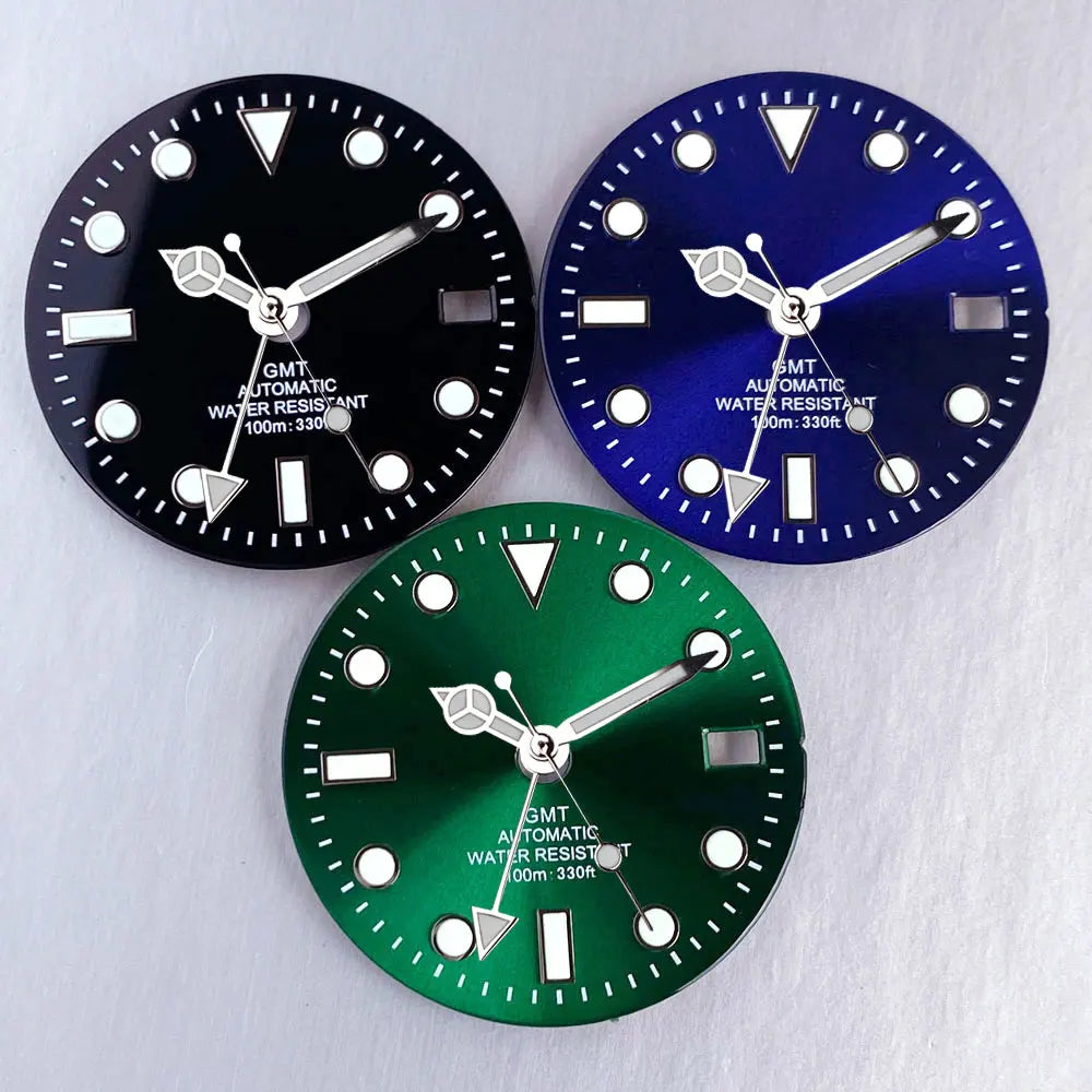 Sub Mod 29mm silver blue-green dial for NH34A automatic men's watch