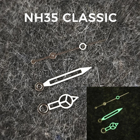 Modified Green Luminous White Edge Hollowed Watch Hands for NH35/ NH36 Movement